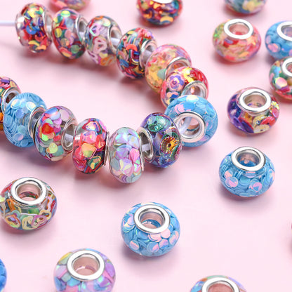 188pcs Sparkling Acrylic Large Hole Spacer Beads