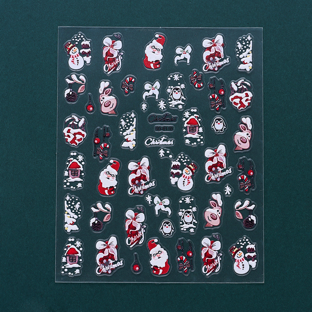Christmas 5D Relief Nail Art Stickers