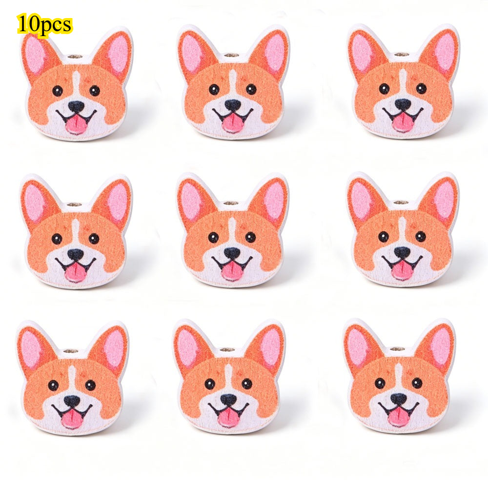 Dog-Themed Wooden Beads