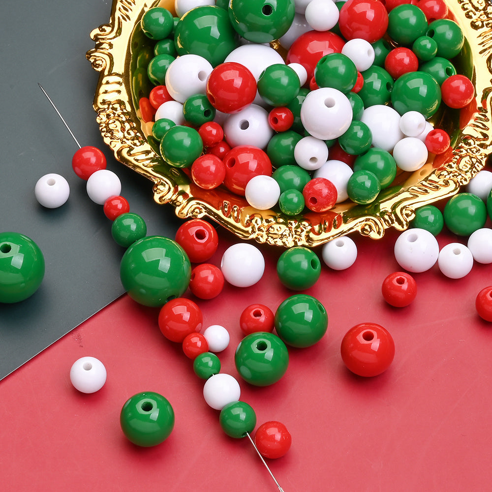 Christmas Round Acrylic Beads
