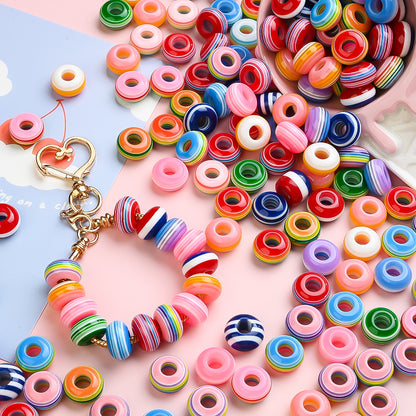 40/80pcs 8x14mm Rainbow Resin Striped Beads