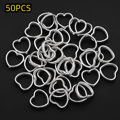 50pcs Golden & Silvery Heart-Shaped Plastic Beads