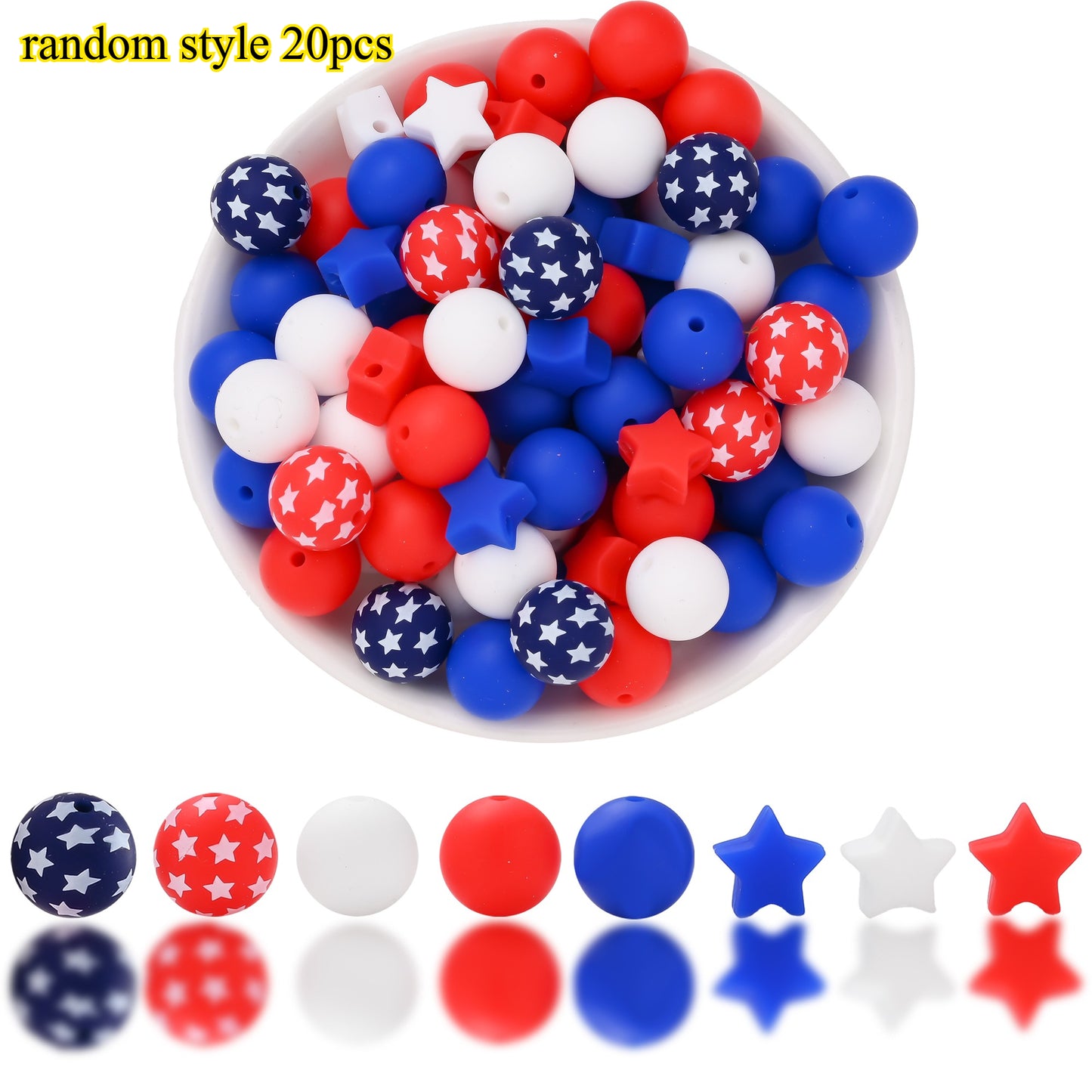 Patriotic Star Silicone Beads