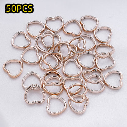 50pcs Golden & Silvery Heart-Shaped Plastic Beads