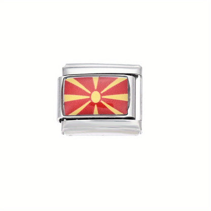World Flag Alloy Bracelet Module