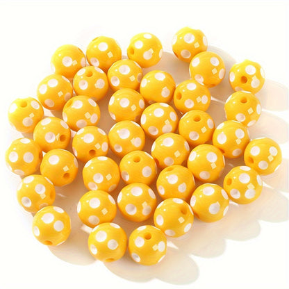 10PCS 16mm Multicolor Resin White Dot Bead Set