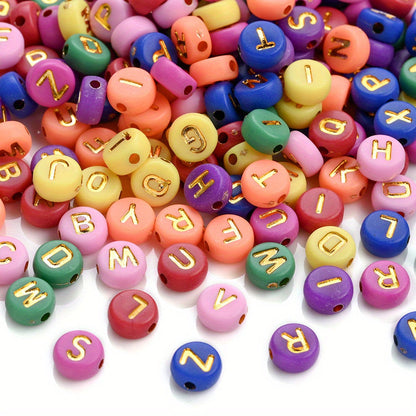 100PCS 4×7mm Heart-Shaped A-Z Letter Acrylic Bead Set
