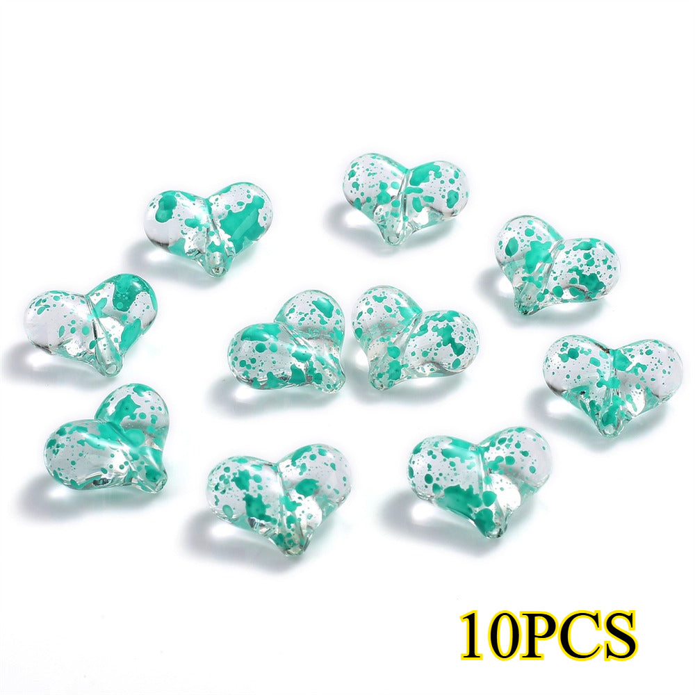 10pcs 17x21mm Starry Sky Heart Acrylic Beads
