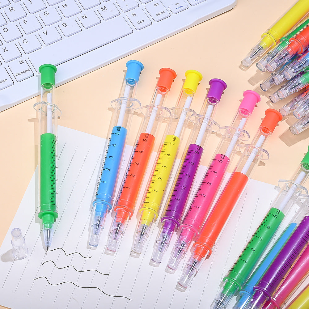 9-Piece Random Color Syringe Ballpoint Pen Set