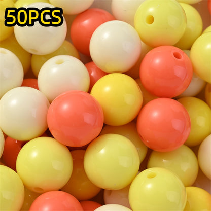 50/100pcs Solid Color Acrylic Round Beads