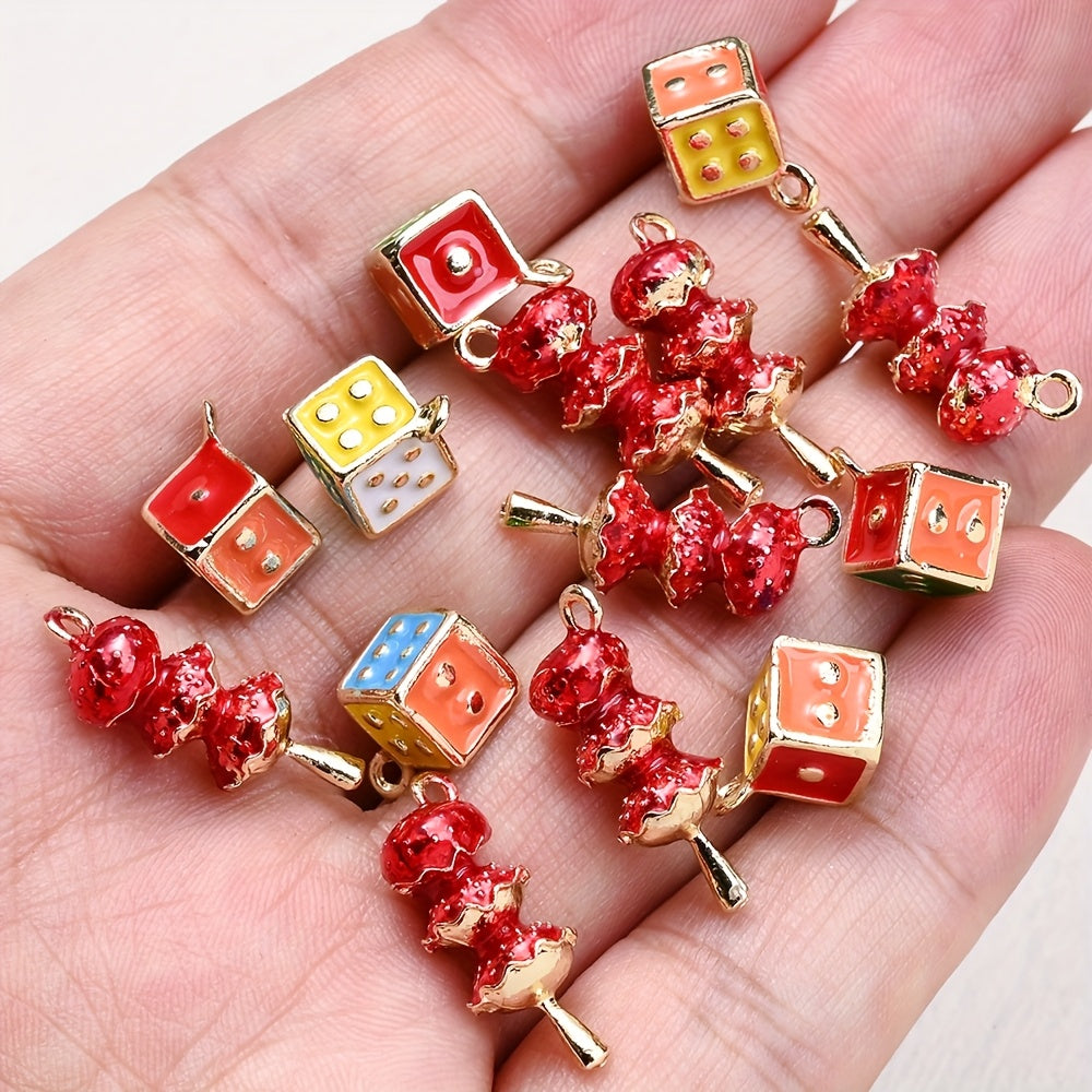 Candied Gourd Dice Alloy Pendants