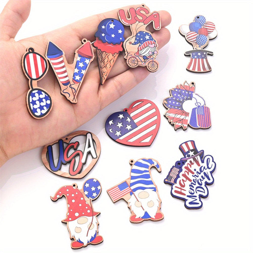 July 4th Patriotic Wooden Chain Charms