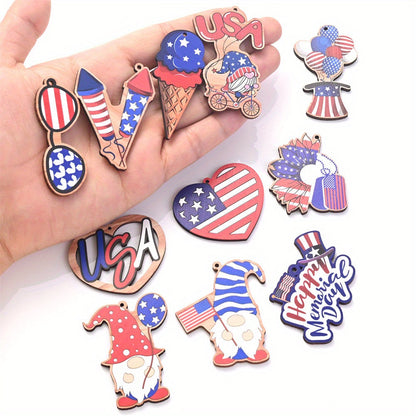 July 4th Patriotic Wooden Chain Charms