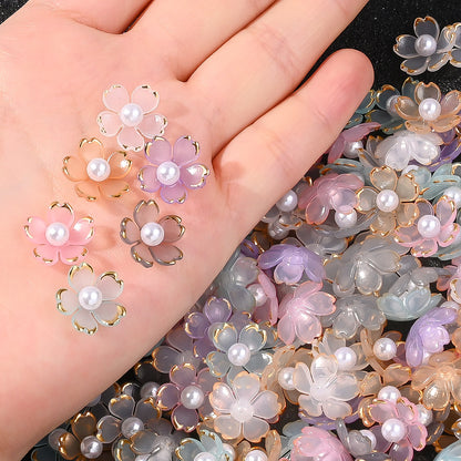 30pcs 15mm Cherry Blossom Acrylic Patch Beads