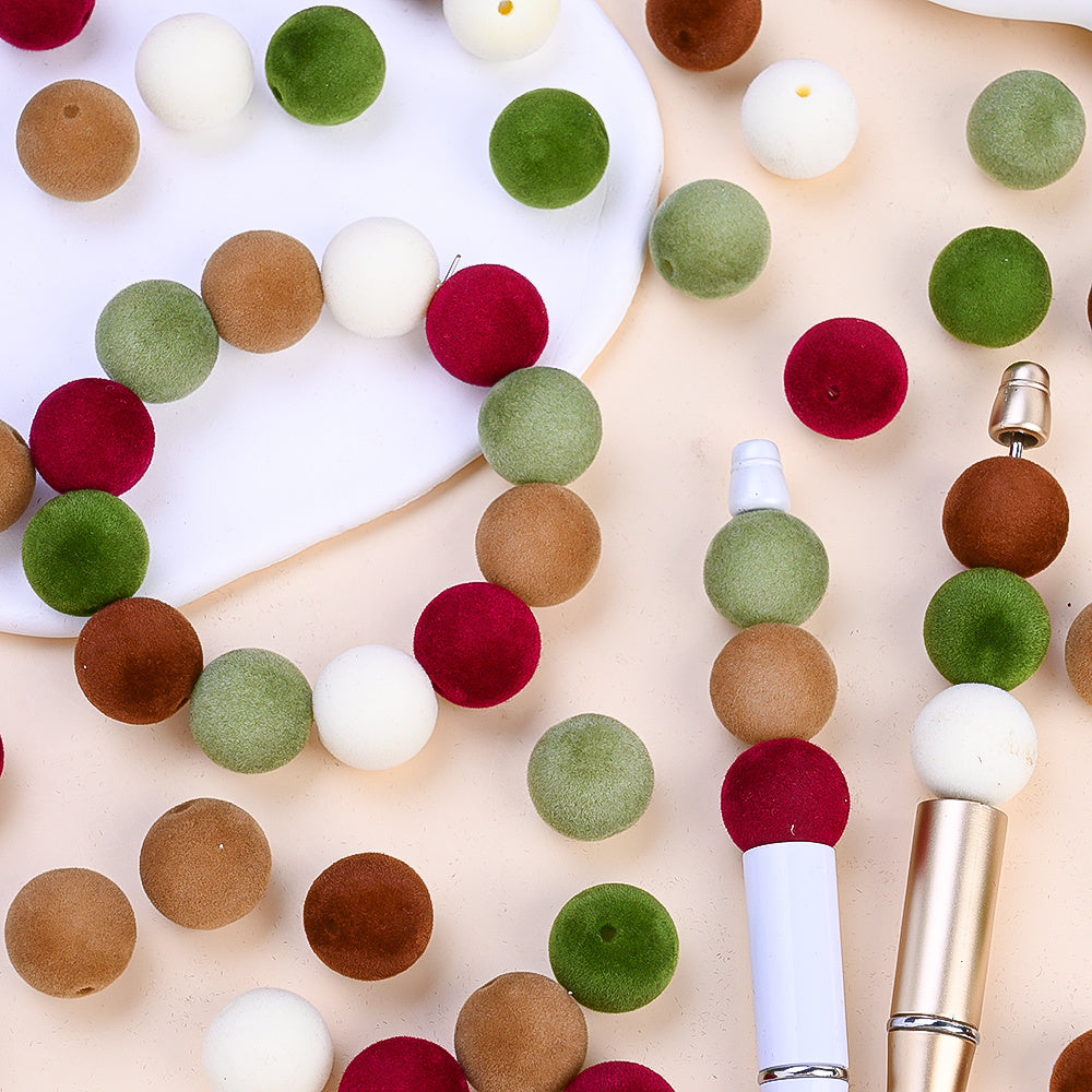16mm Velvet Flocked Acrylic Round Beads