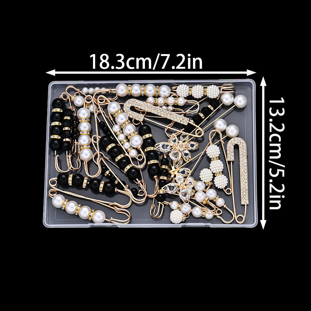 30PCS Gold Pearl Decorative Safety Pin Brooch Set
