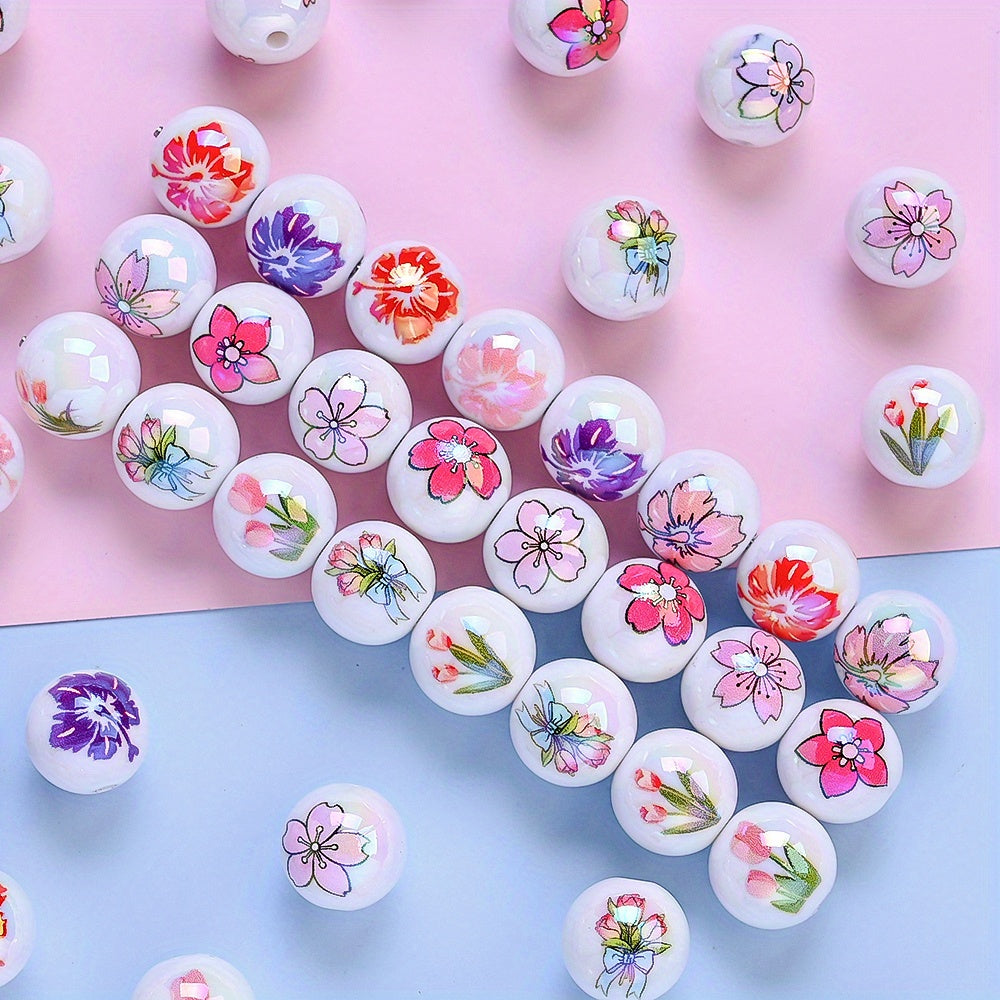 10pcs 16mm Pink Tulip Flower Acrylic Beads