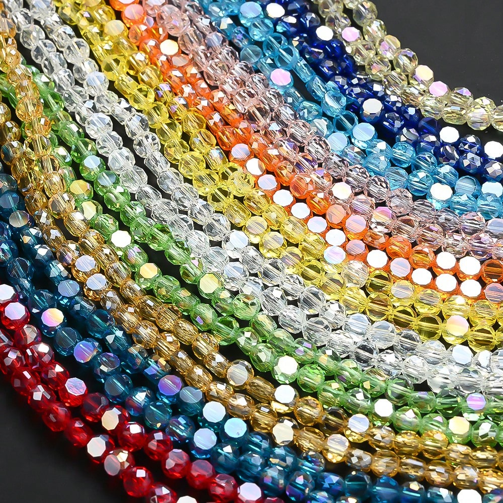 Multicolor AB Faceted Glass Beads
