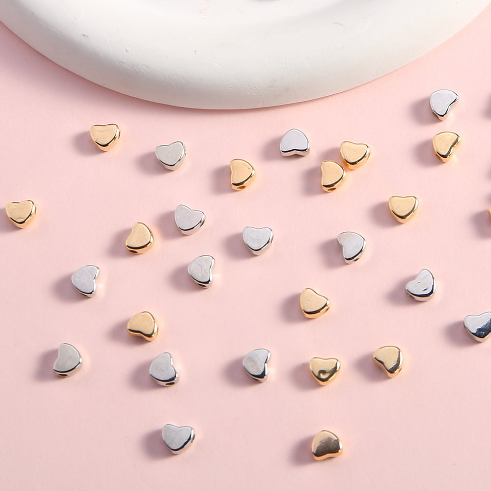 50pcs Heart-Shaped Acrylic Love Spacer Beads