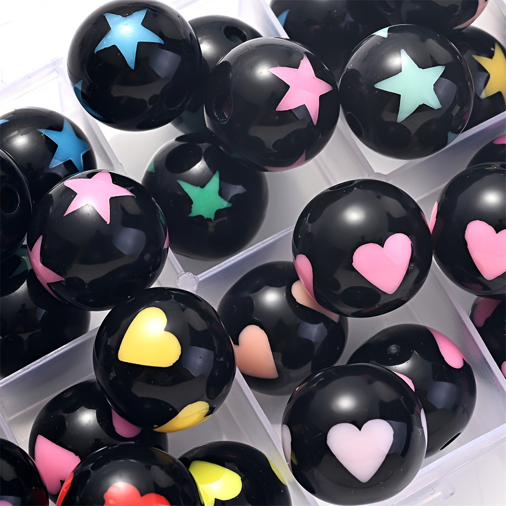 Black Heart Star Acrylic Spacer Beads