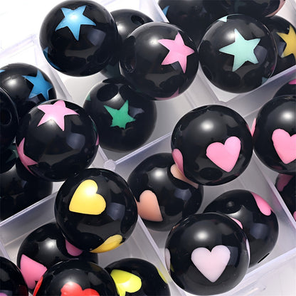 Black Heart Star Acrylic Spacer Beads