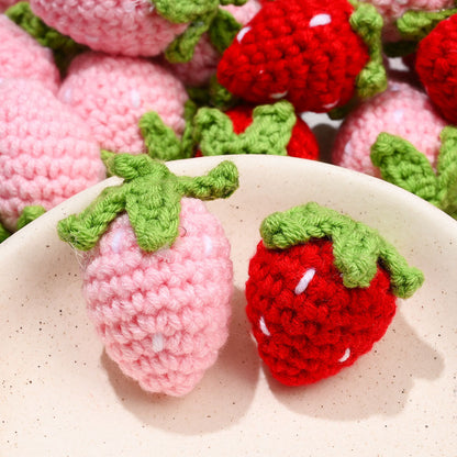 12PCS Hand-Crocheted Strawberry Charm Set