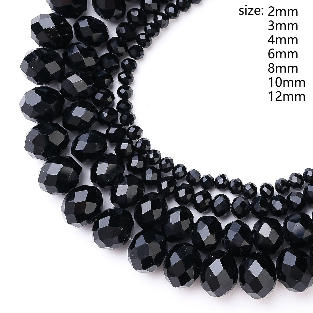 Black Faceted Crystal Glass Beads