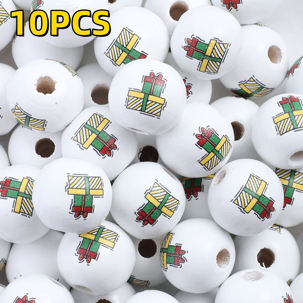 10pcs/set 16mm Christmas Wooden Beads
