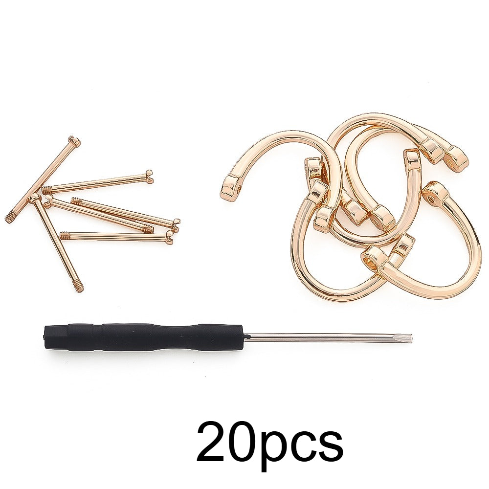 20PCS D-Shape Detachable Keychain Buckle Set with Screwdriver