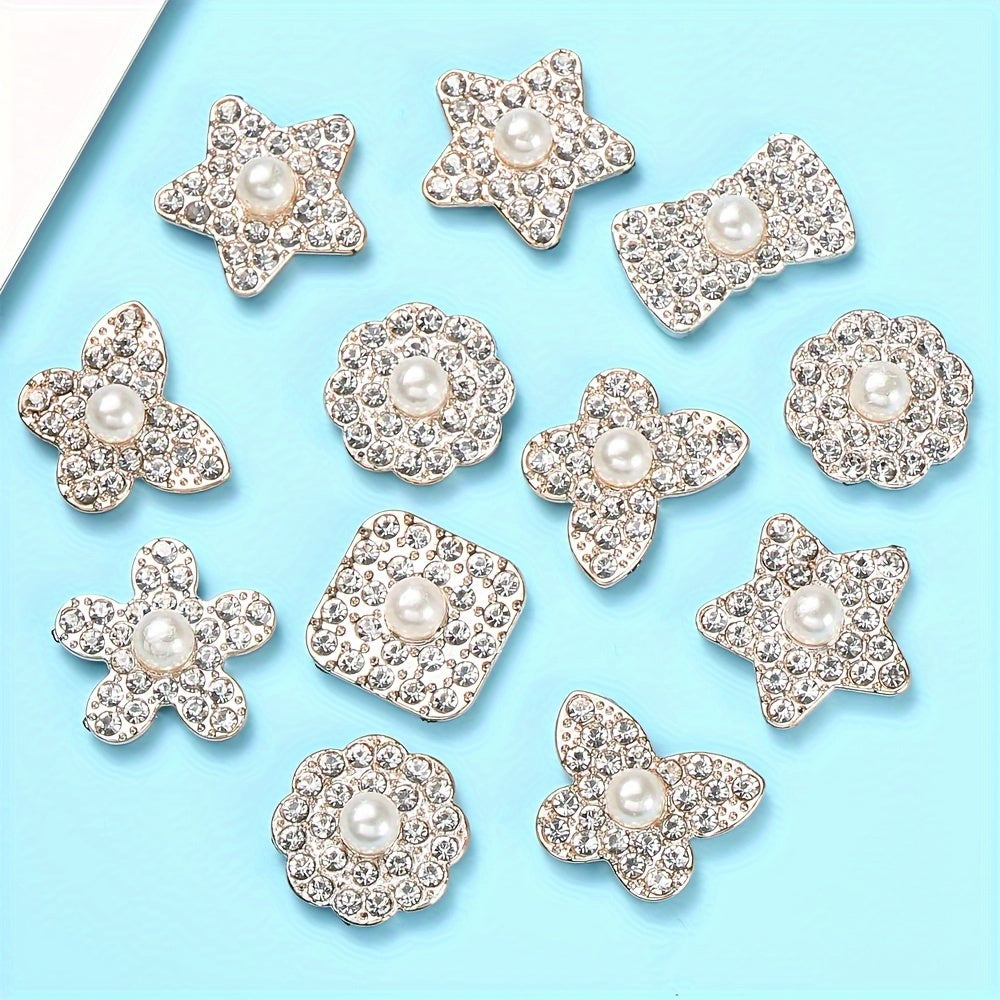20pcs Imitation Pearl Rhinestone Flower Star Butterfly Patches