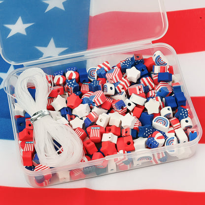 Patriotic American Flag Polymer Clay Beads