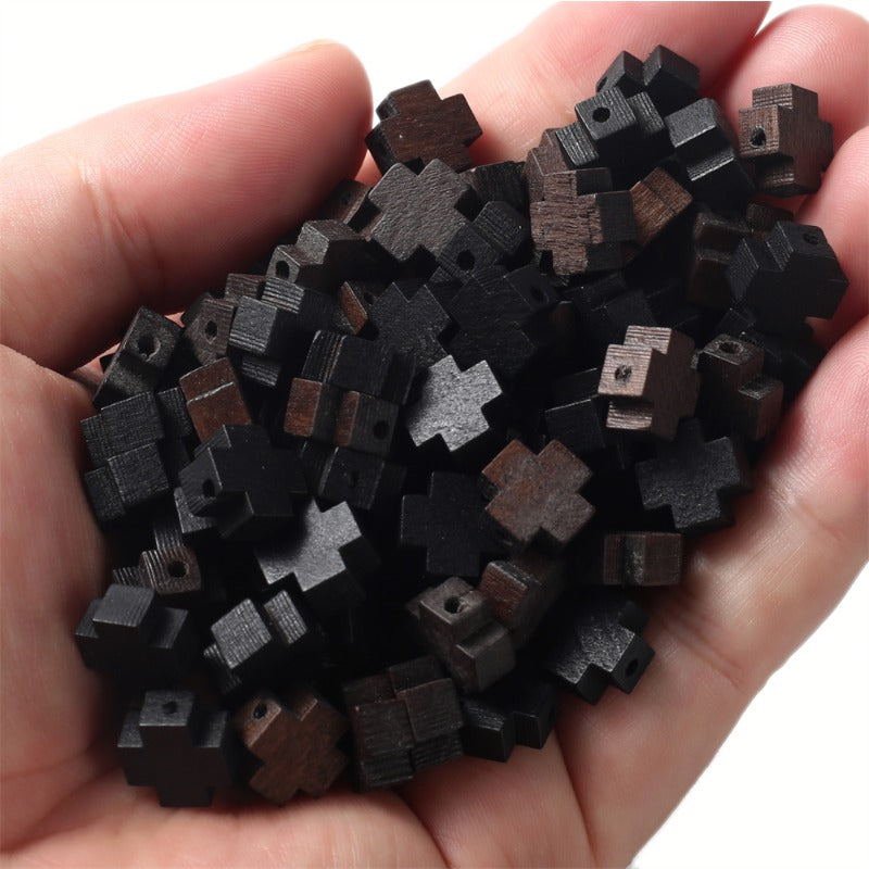 30pcs 10x10mm Cross Wooden Beads