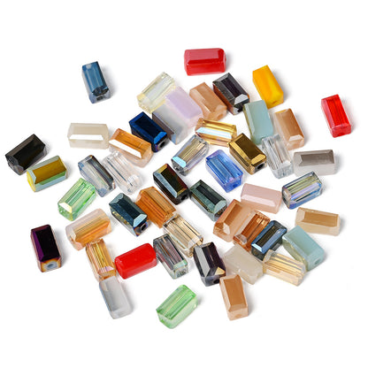 20pcs 4x8mm Colorful Rectangular Glass Rhinestone Beads