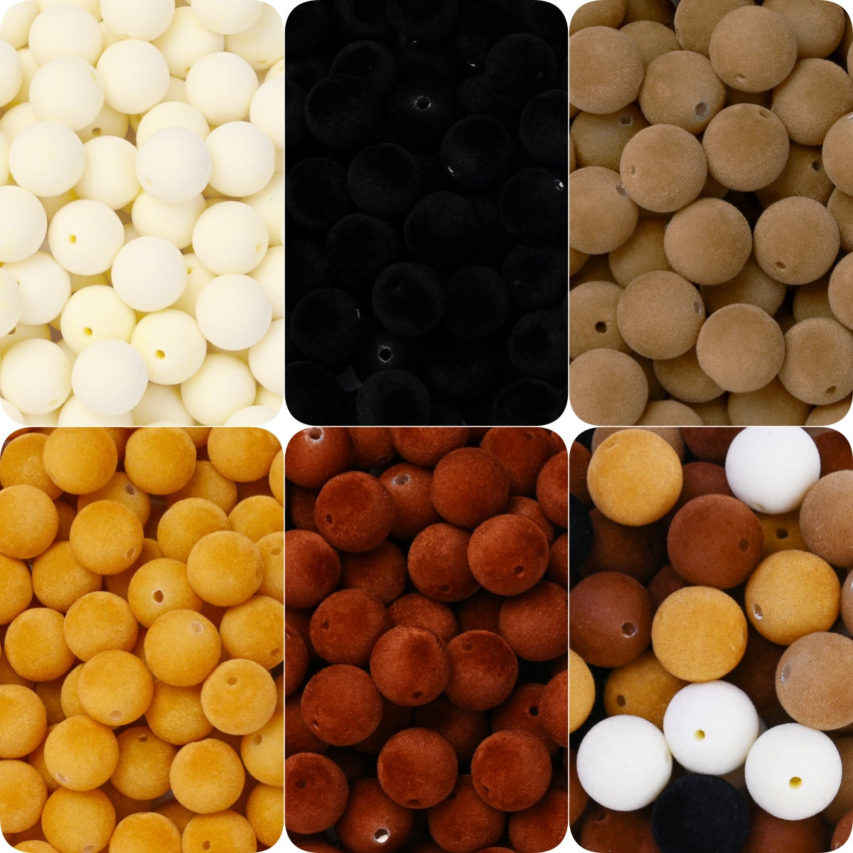 Velvet Fabric Acrylic Round Beads
