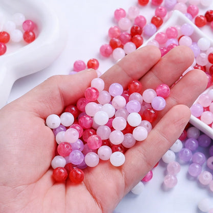 200pcs 8mm Valentine's Day Themed Pastel Pink Gradient Beads
