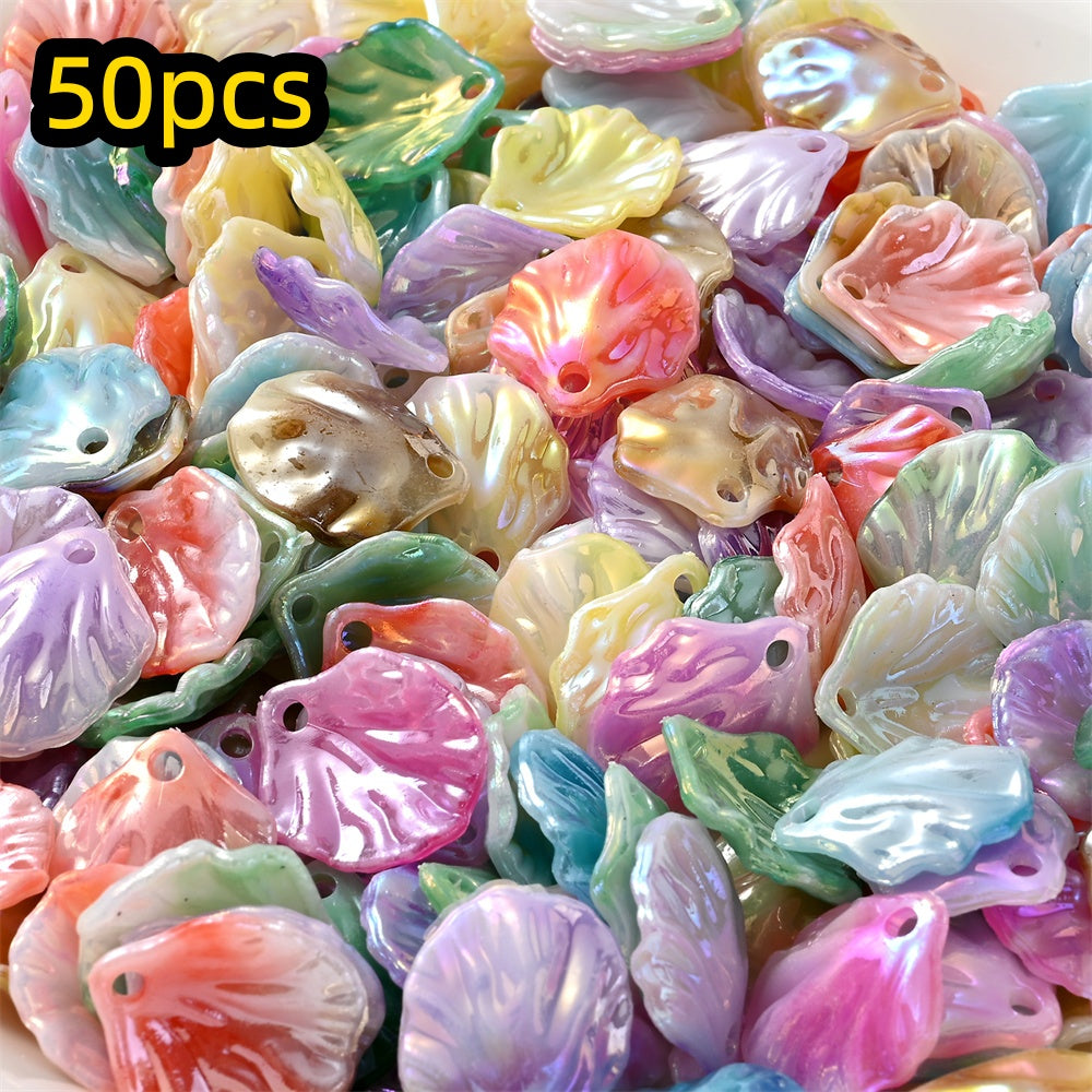 50pcs 15x17mm Acrylic Shell & Leaf Beads