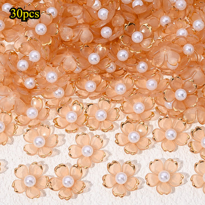 30pcs/set Transparent White Acrylic Cherry Blossom Flower Beads