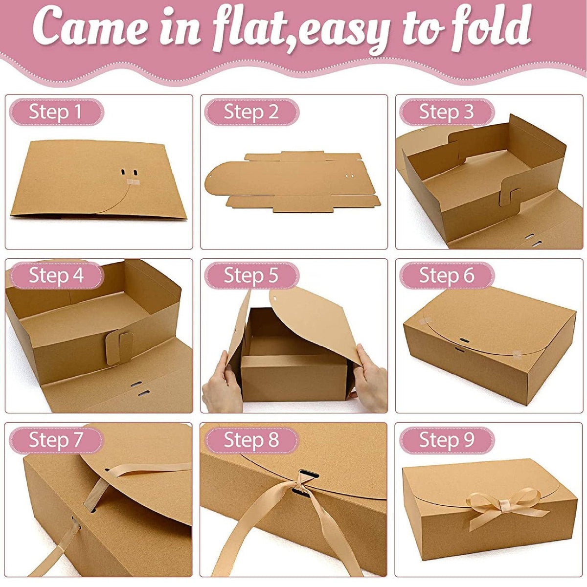 5-Piece Gift Packaging Boxes with Gold Ribbons