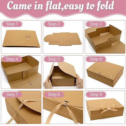 5-Piece Gift Packaging Boxes with Gold Ribbons