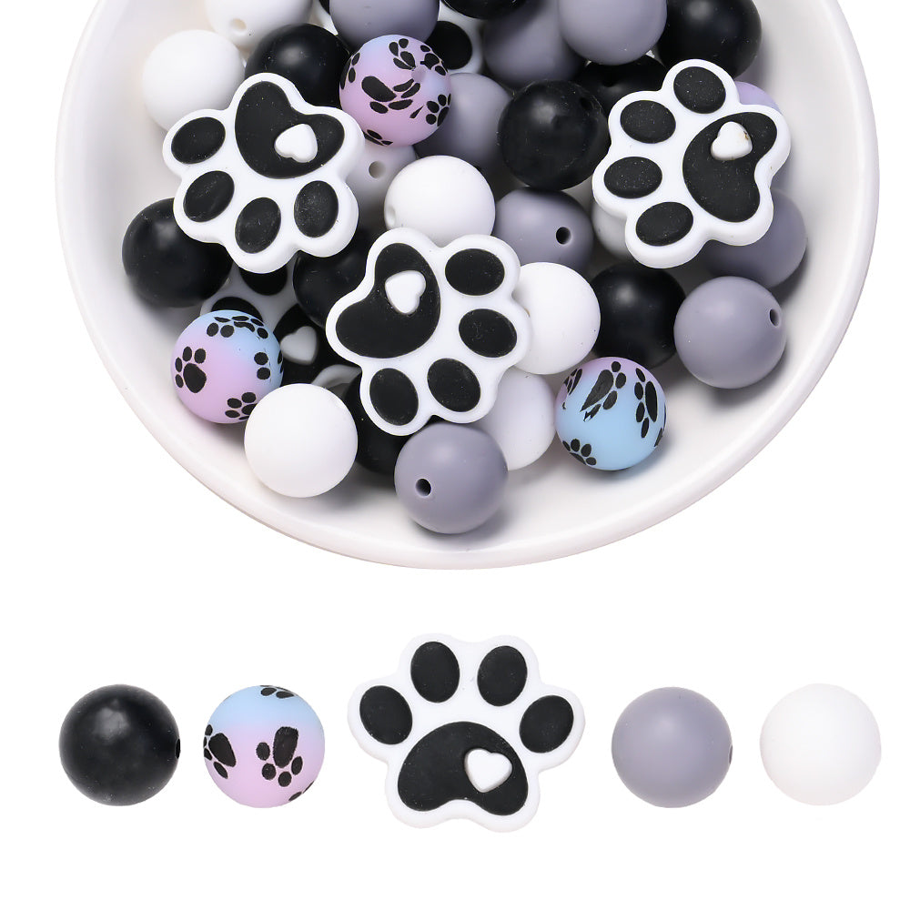 40PCS Paw Shape Silicone Bead Set