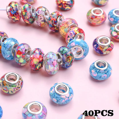 40pcs 9x14mm Acrylic Large Hole Beads