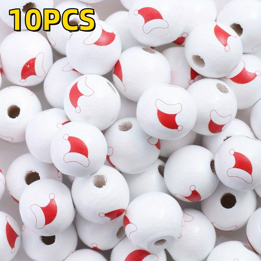 10pcs/set 16mm Christmas Wooden Beads