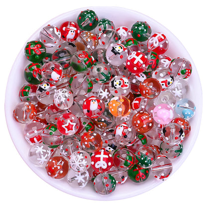 15PCS 12mm Christmas Lampwork-Style Glass Bead Set