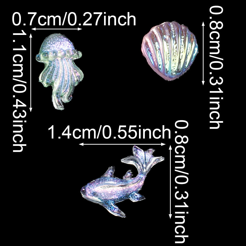 200-Piece 8x15 mm Mini Shiny Fish Flatback Resin Embellishments