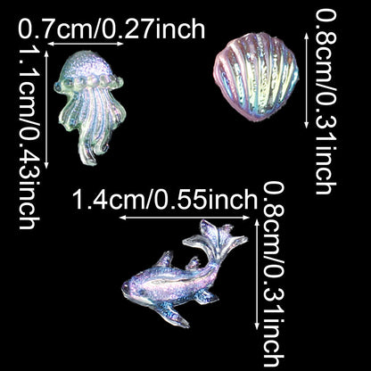 200-Piece 8x15 mm Mini Shiny Fish Flatback Resin Embellishments