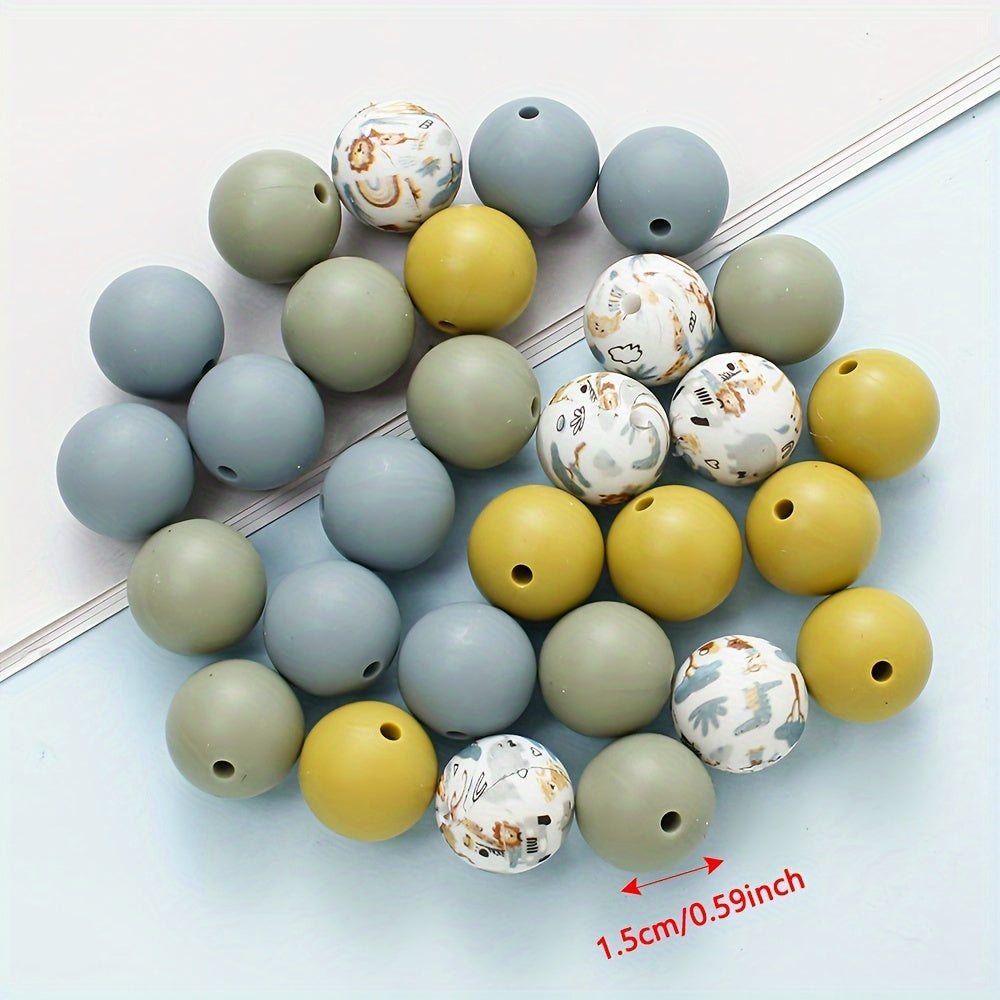 Mixed Color Round Silicone Beads