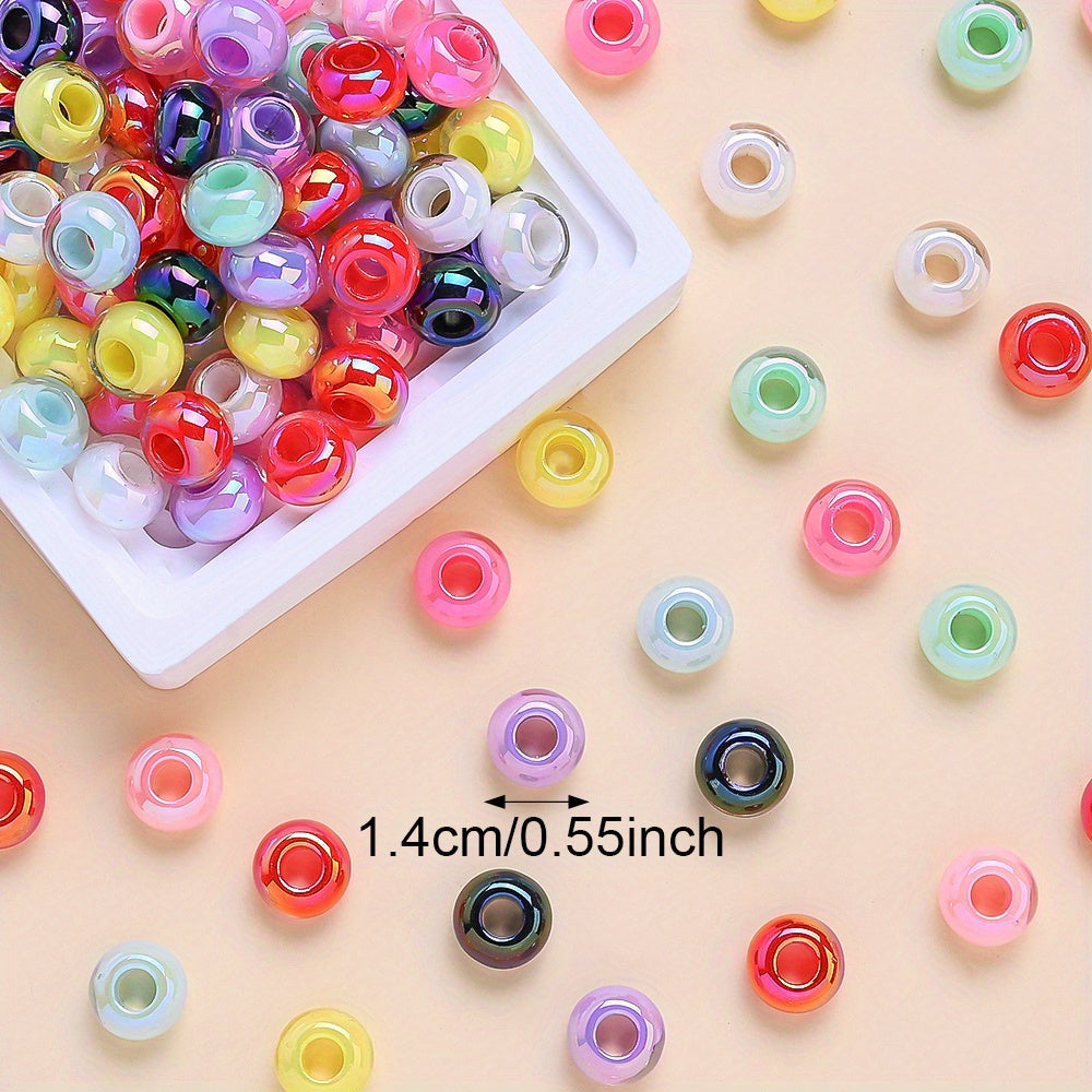 20pcs UV Plated Big Hole Acrylic Pony Beads