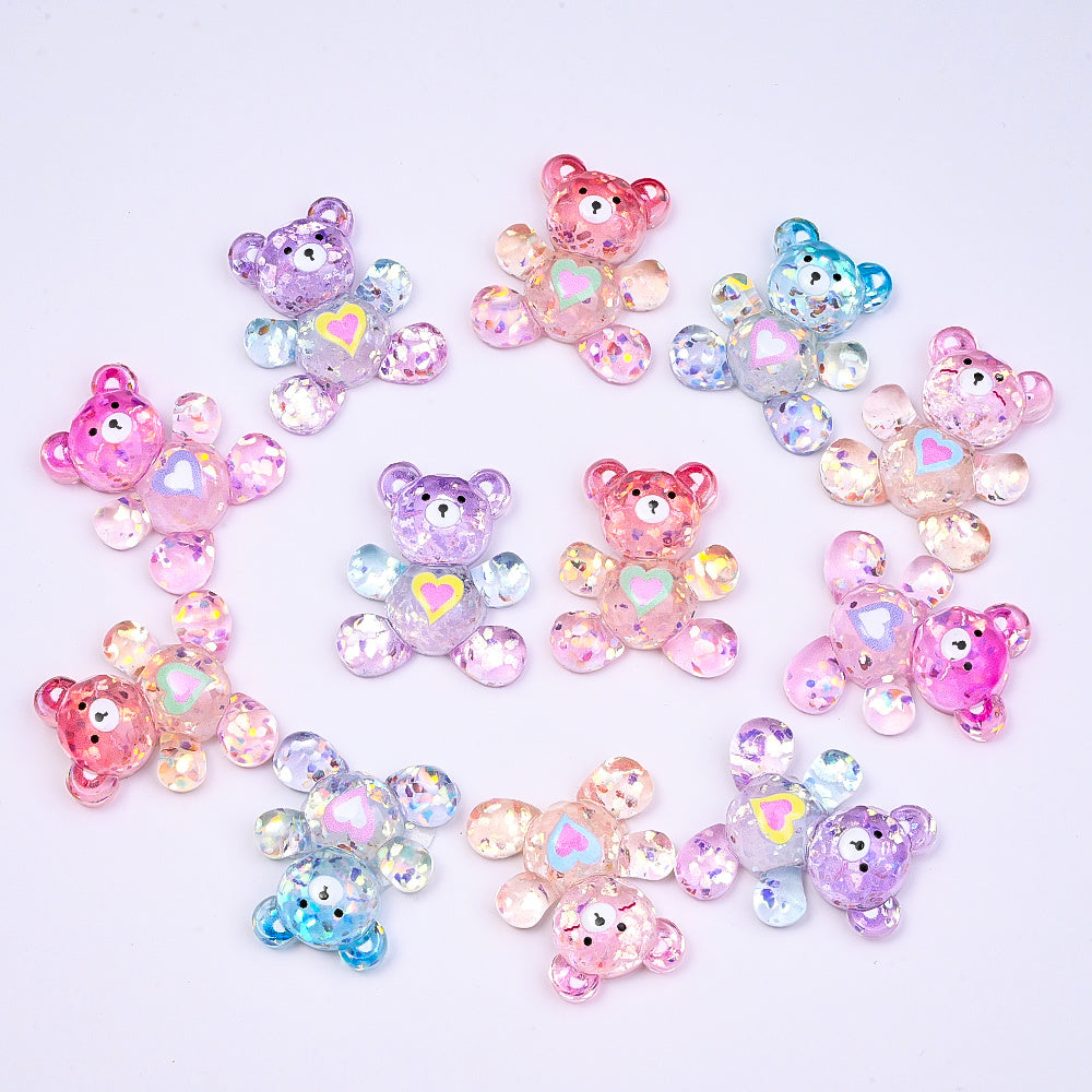 Shiny Bear Love Resin Patch Beads