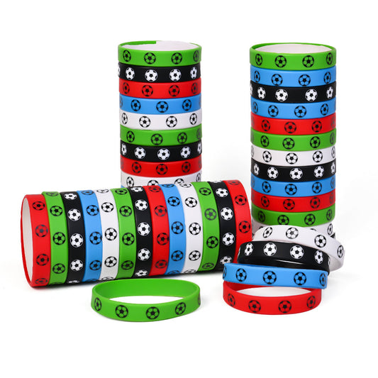 12/24PCS Football Theme Silicone Bracelet Set