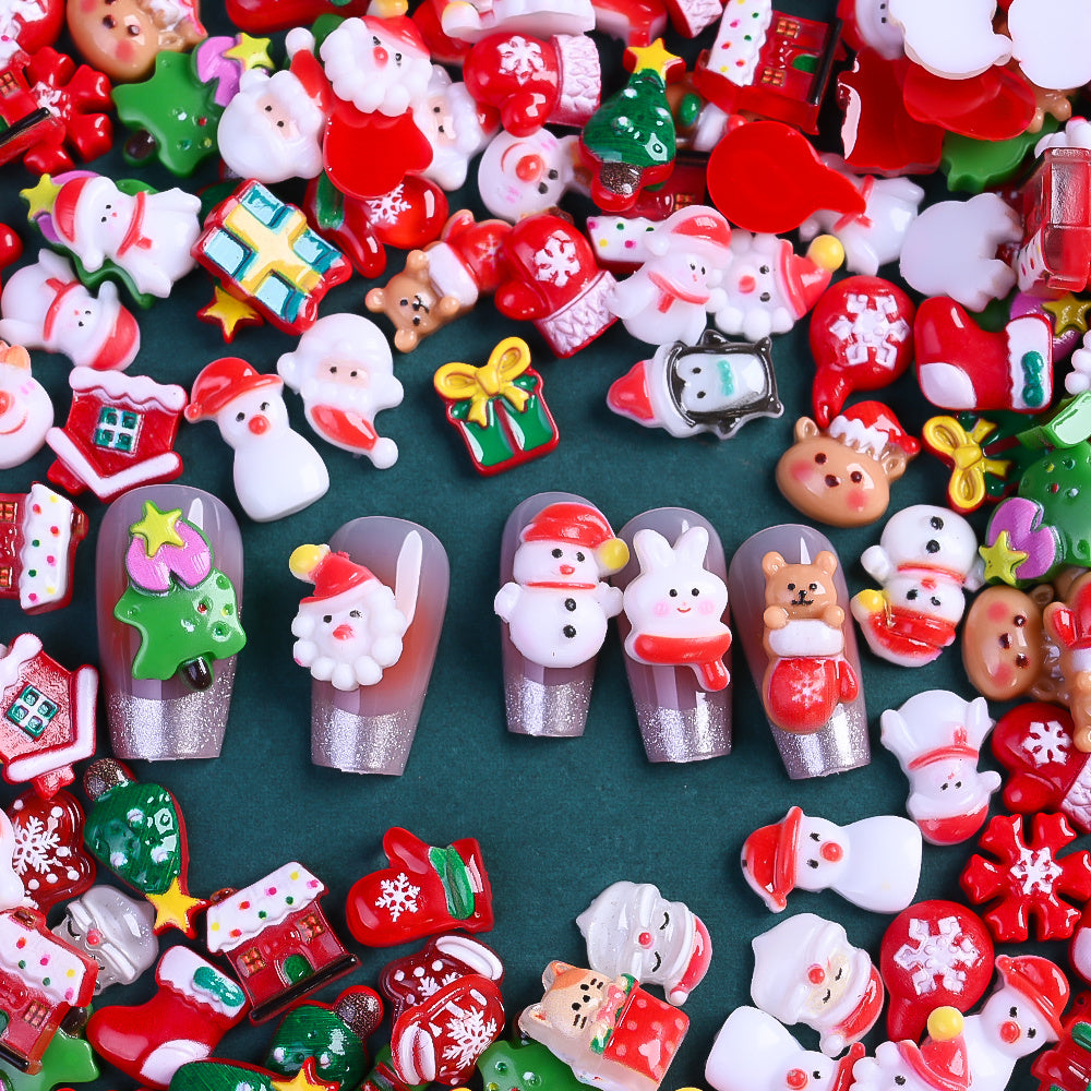17g 7–15mm Christmas Resin Flatback Embellishment Set